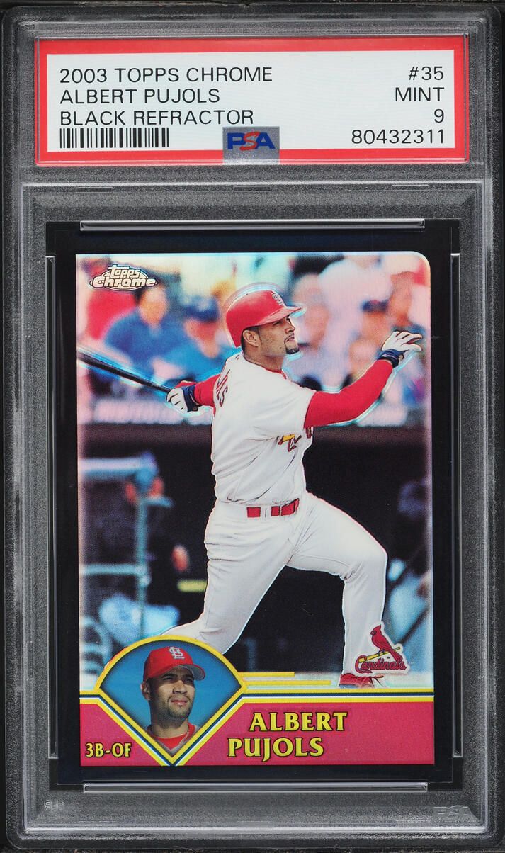 2003 Topps Chrome Black Refractor Albert Pujols /199 #35 PSA 9 MINT - Photo 1