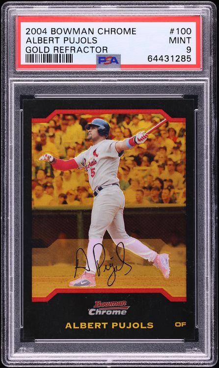 2004 Bowman Chrome Gold Refractor Albert Pujols /50 #100 PSA 9 MINT - Photo 1
