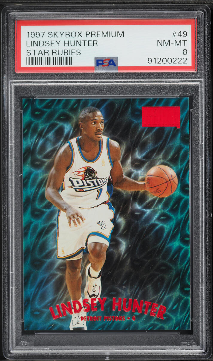 1997 Skybox Premium Star Rubies Lindsey Hunter /50 #49 PSA 8 NM-MT - Photo 1