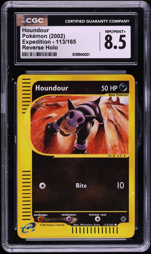 2002 Pokemon Expedition Reverse Holo Houndour #113 CGC 8.5 NM-MT+