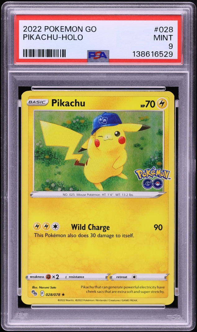 2022 Pokemon Sword & Shield Pokemon GO Holo Pikachu #28 PSA 9 MINT
