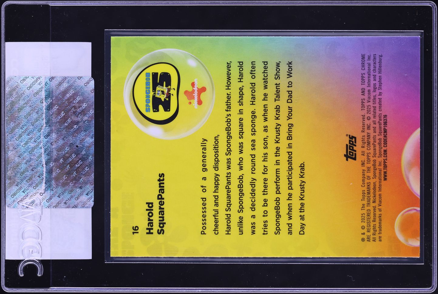 2025 Topps Chrome SpongeBob Harold SquarePants #16 CGC AUTH