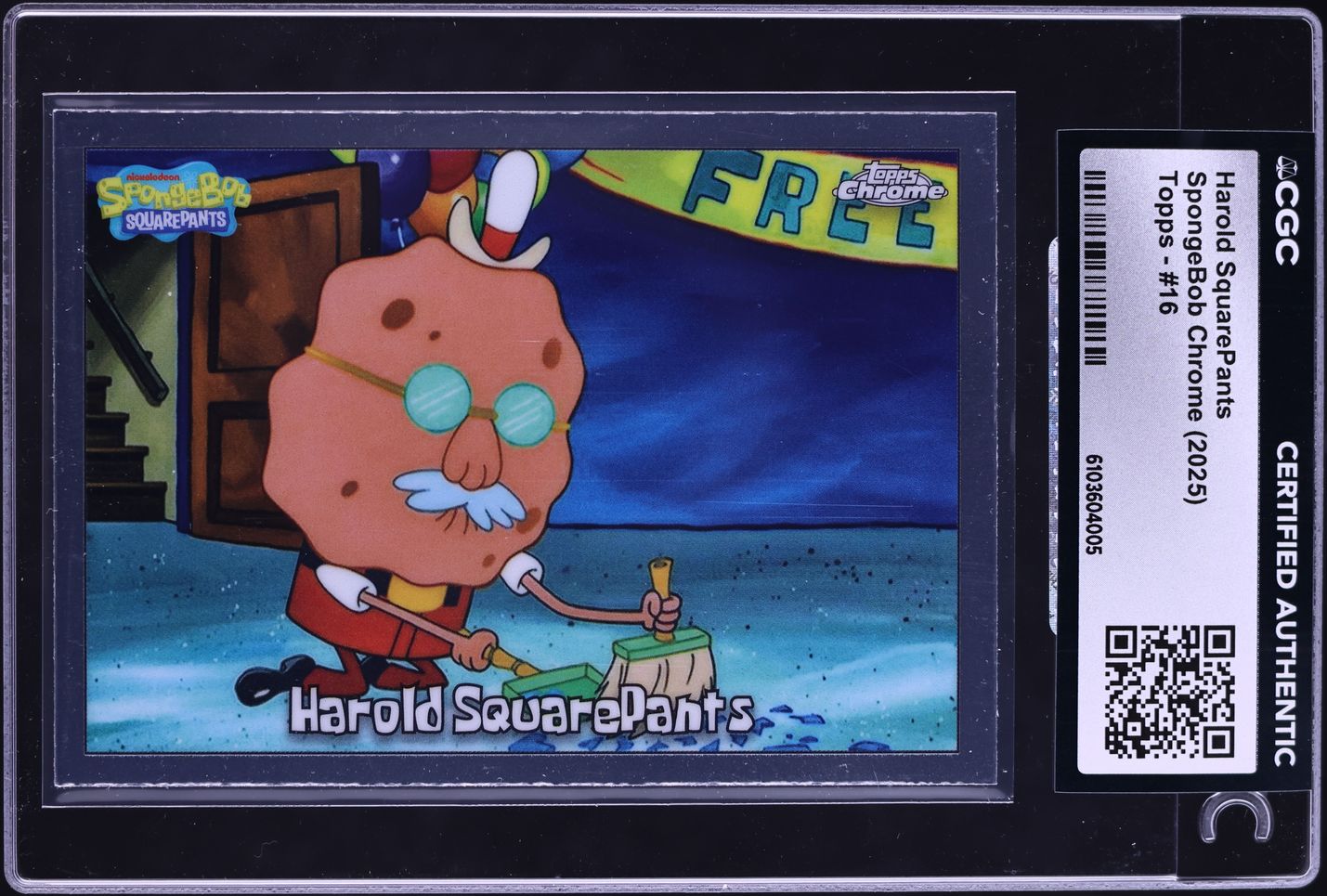 2025 Topps Chrome SpongeBob Harold SquarePants #16 CGC AUTH