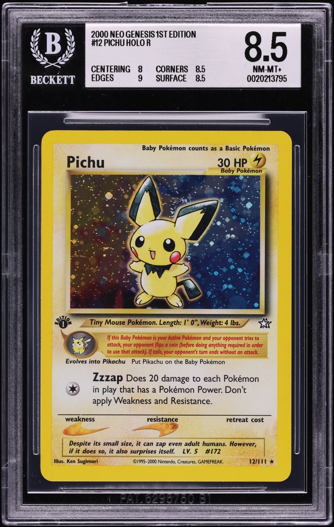 2000 Pokemon Neo Genesis 1st Edition Holo Pichu #12 BGS 8.5 NM-MT+