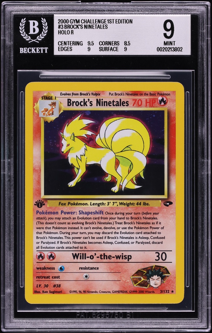 2000 Pokemon Gym Challenge 1st Edition Holo Brock's Ninetales #3 BGS 9 MINT