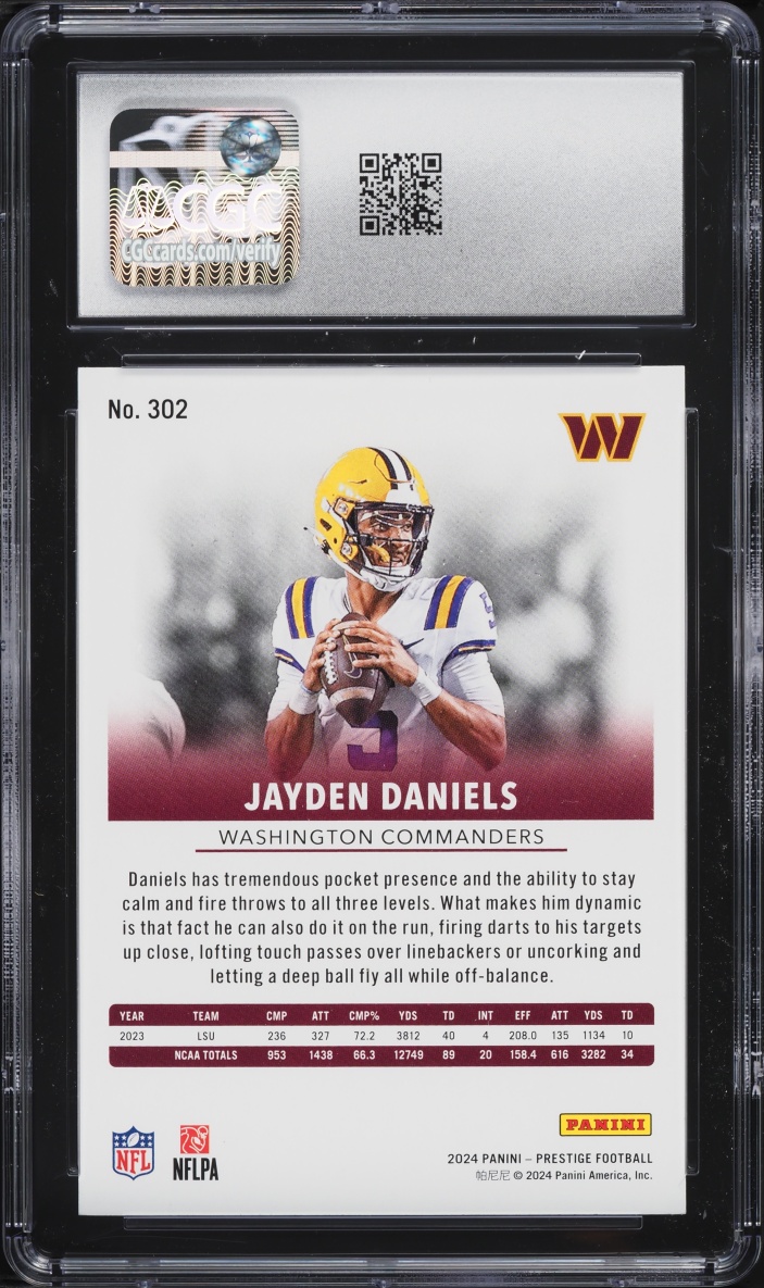 2024 Panini Prestige Jayden Daniels ROOKIE #302 CGC 10 GEM MINT