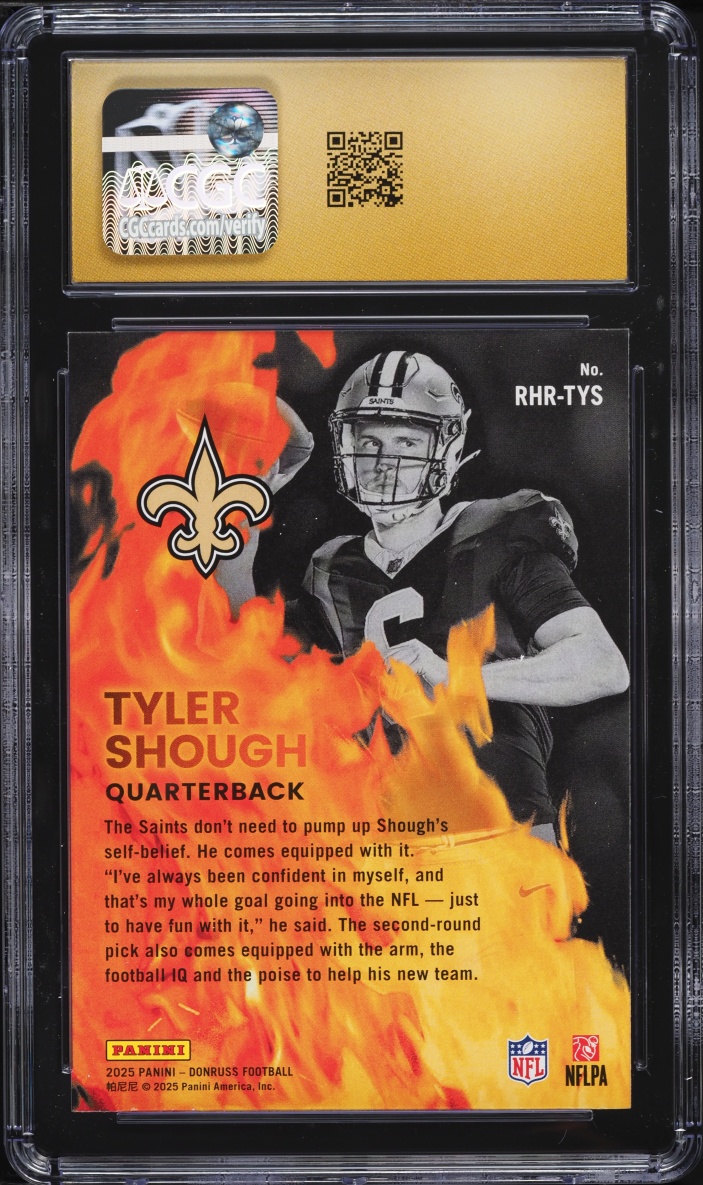 2025 Donruss Red Hot Tyler Shough ROOKIE #RHR-TYS CGC 10 PRISTINE