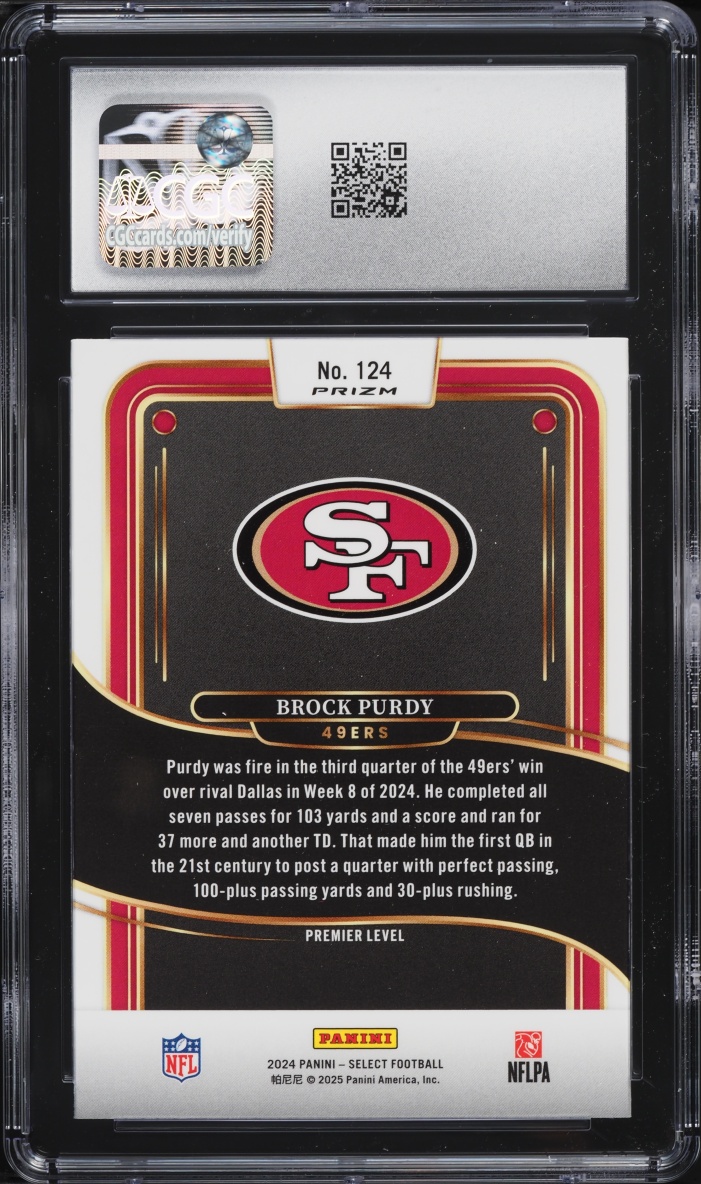 2024 Select Premier Level Black & Red Shock Prizm Brock Purdy #124 CGC 10 GEM MINT