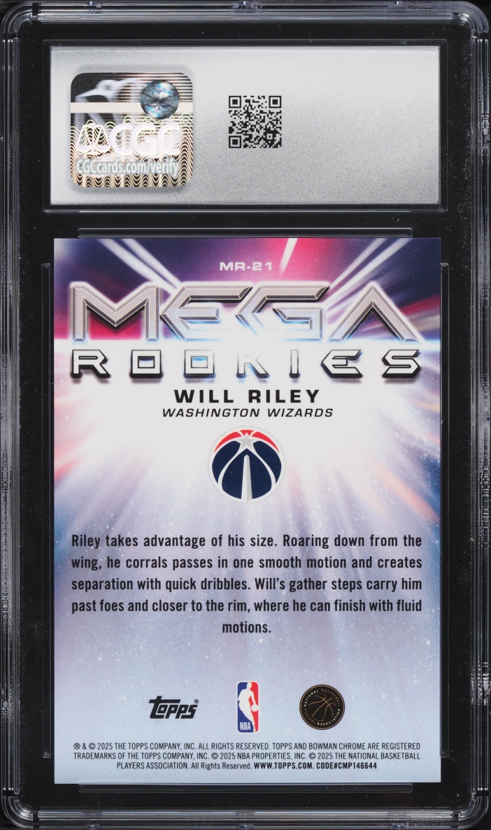 2025 Bowman Chrome Mega Box Mega Blue Will Riley ROOKIE /150 #MR-21 CGC 10 GEM MINT