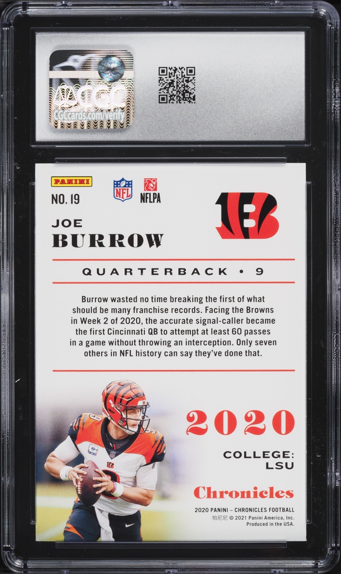 2020 Panini Chronicles Joe Burrow ROOKIE #19 CGC 7 NRMT