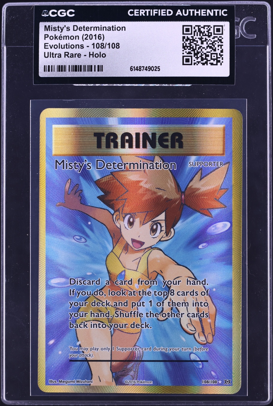 2016 Pokemon XY Evolutions Full Art Misty's Determination #108 CGC AUTH