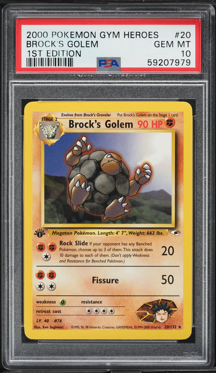 2000 Pokemon Gym Heroes 1st Edition Brock's Golem #20 PSA 10 GEM MINT
