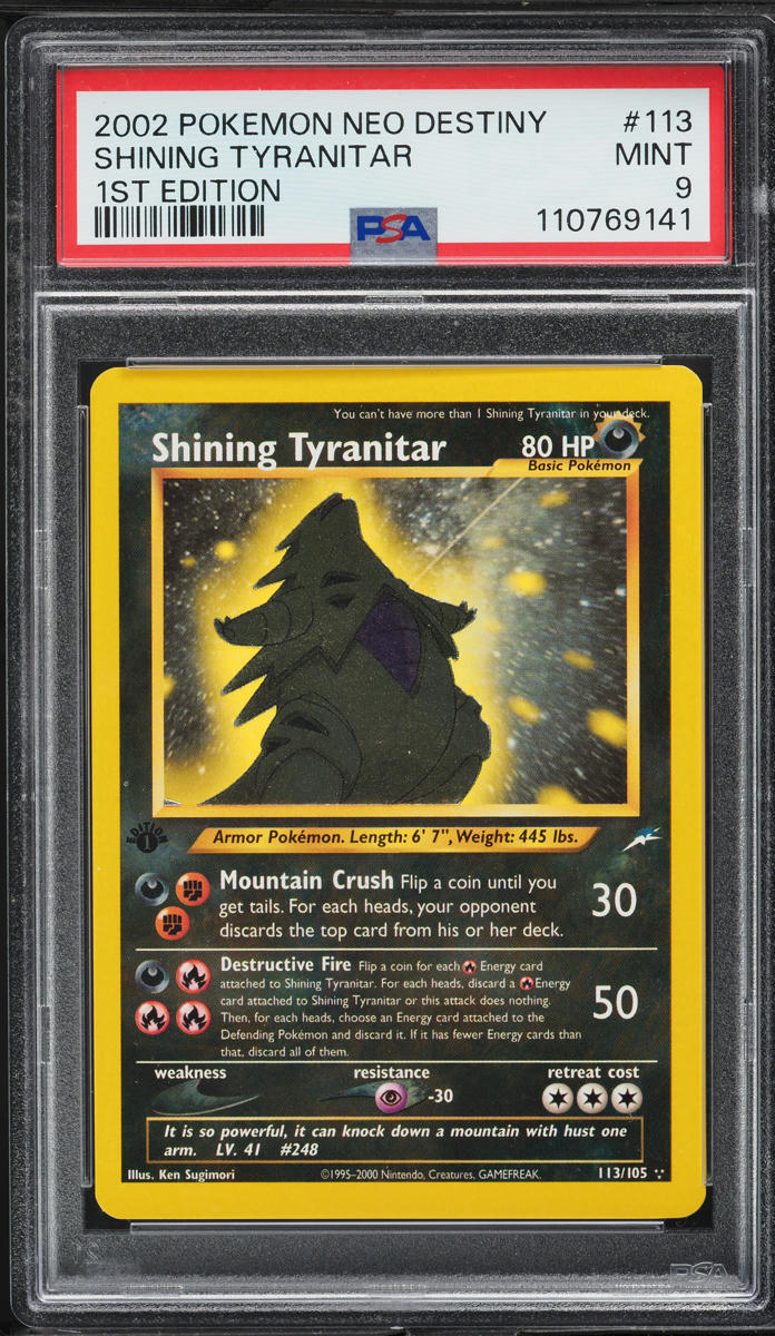 2002 Pokemon Neo Destiny 1st Edition Shining Tyranitar #113 PSA 9 MINT