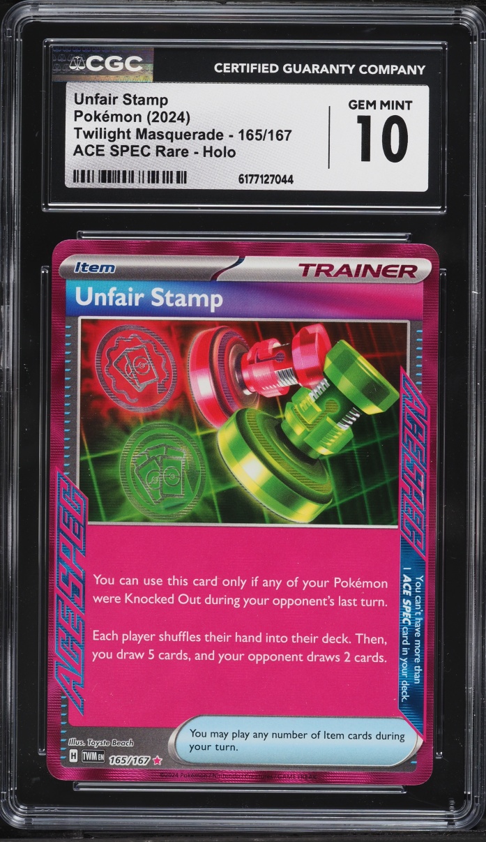 2024 Pokemon Scarlet & Violet Twilight Masquerade Ace Spec Unfair Stamp #165 CGC 10 GEM MINT