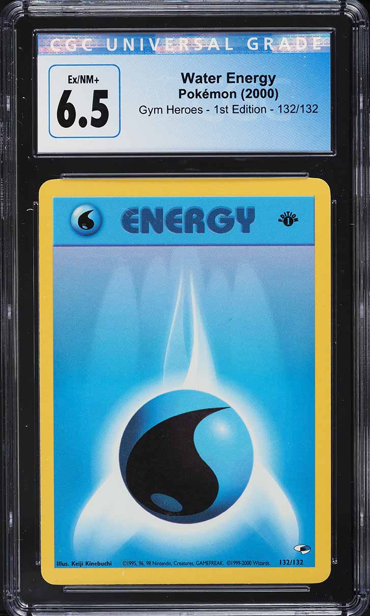 2000 Pokemon Gym Heroes 1st Edition Water Energy #132 CGC 6.5 EXMT+