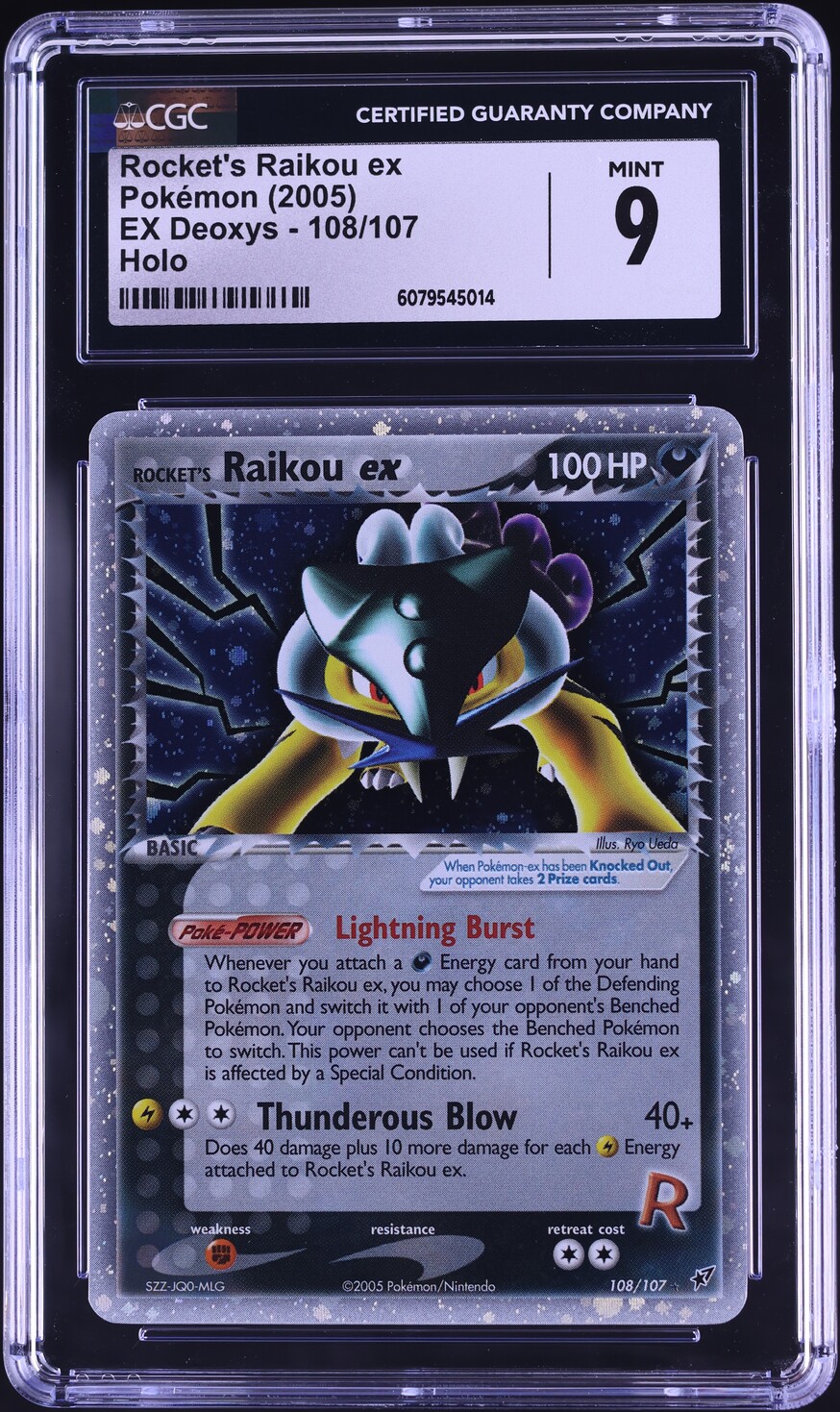 2005 Pokemon EX Deoxys Holo Rocket's Raikou ex #108 CGC 9 MINT