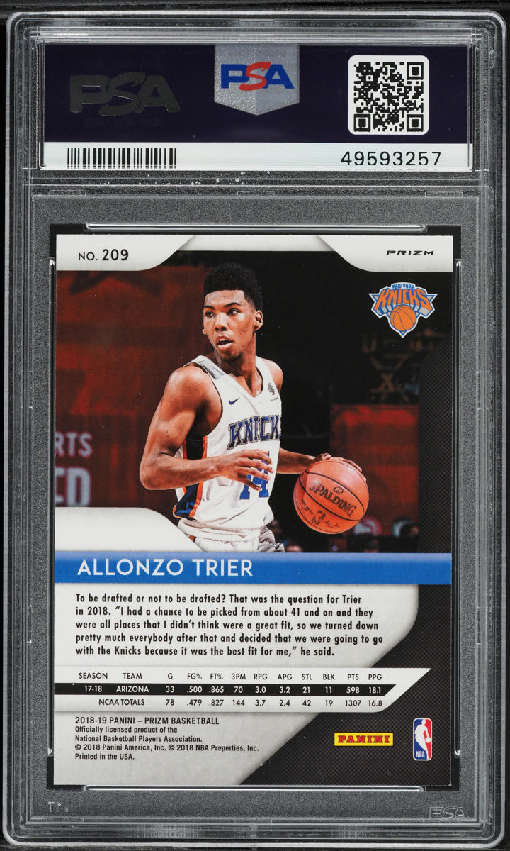 2018 Panini Prizm Green Allonzo Trier ROOKIE #209 PSA 9 MINT