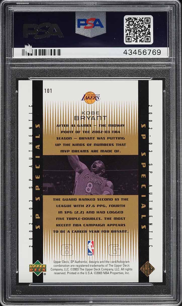 2002 SP Authentic Limited Kobe Bryant /100 #101 PSA 9 MINT