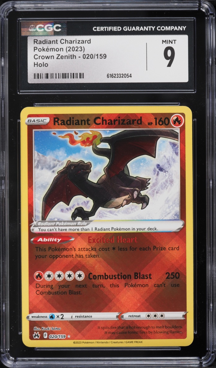 2023 Pokemon Sword & Shield Crown Zenith Reverse Holo Radiant Charizard #20 CGC 9 MINT