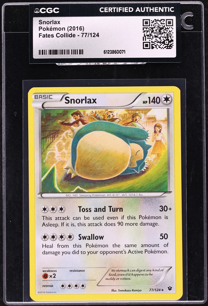 2016 Pokemon XY Fates Collide Snorlax #77 CGC AUTH