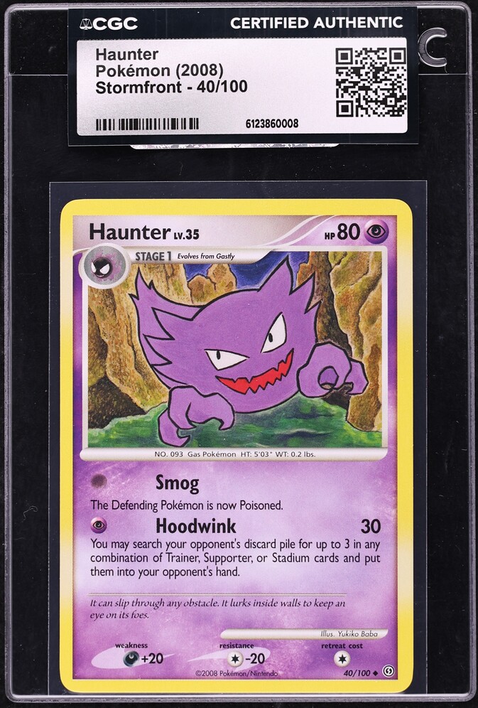 2008 Pokemon Diamond & Pearl Stormfront Haunter #40 CGC AUTH