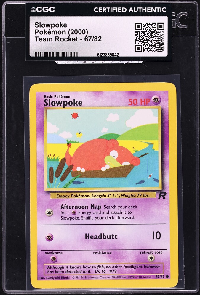 2000 Pokemon Team Rocket Slowpoke #67 CGC AUTH