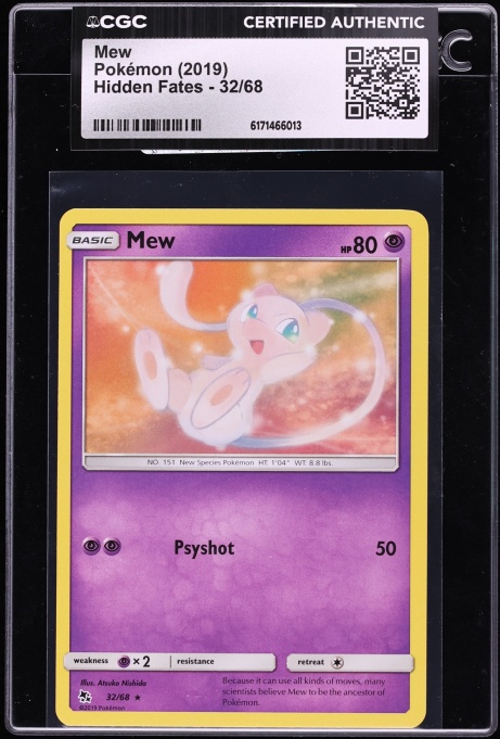 2019 Pokemon Sword & Shield Hidden Fates Mew #32 CGC AUTH