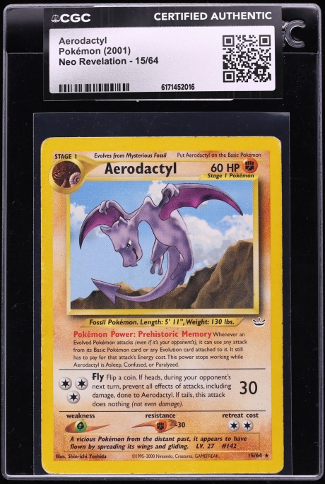 2001 Pokemon Neo Revelation Aerodactyl #15 CGC AUTH