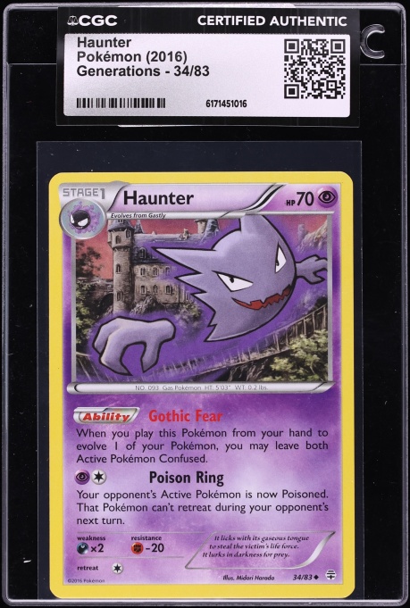 2016 Pokemon XY Generations Haunter #34 CGC AUTH