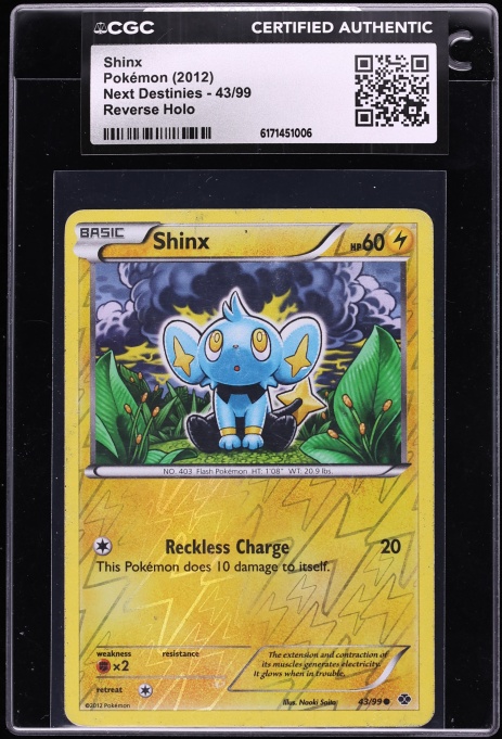2012 Pokemon Black & White Next Destinies Reverse Holo Shinx #43 CGC AUTH