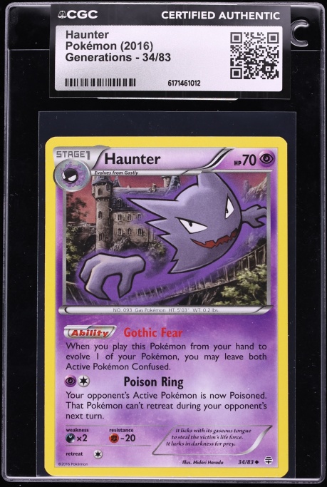 2016 Pokemon XY Generations Haunter #34 CGC AUTH