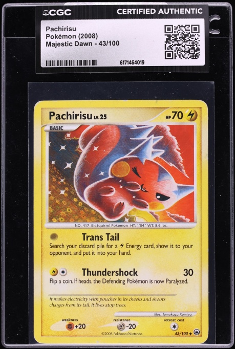 2008 Pokemon Diamond & Pearl Majestic Dawn Pachirisu #43 CGC AUTH