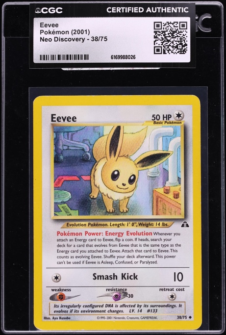 2001 Pokemon Neo Discovery Eevee #38 CGC AUTH