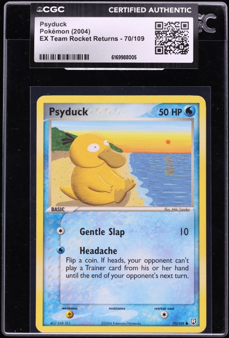 2004 Pokemon EX Team Rocket Returns Psyduck #70 CGC AUTH