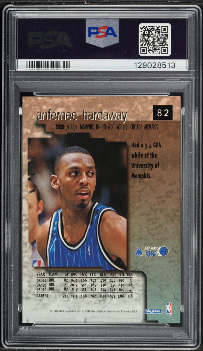 1996 Skybox Premium Anfernee Hardaway #82 PSA 8 NM-MT
