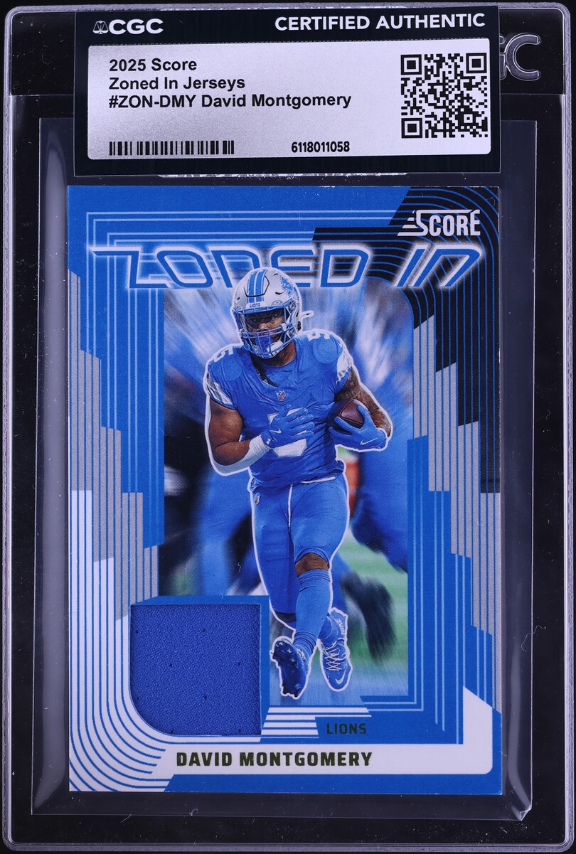 2025 Score Zoned In David Montgomery PATCH #ZON-DMY CGC AUTH