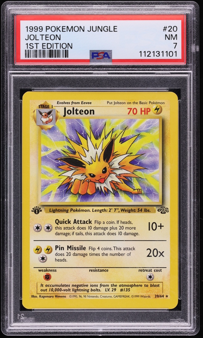 1999 Pokemon Jungle 1st Edition Jolteon #20 PSA 7 NRMT