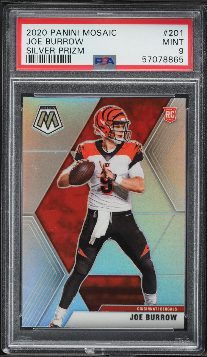 2020 Panini Mosaic Silver Prizm Joe Burrow ROOKIE #201 PSA 9 MINT