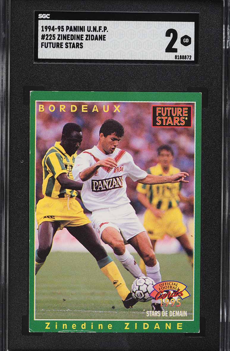 【鑑定済】ジダン　ボルドー　1995 Panini U.N.F.P. 1994 Panini U.N.F.P. Soccer Zinedine Zidane #225 SGC 2 GD on