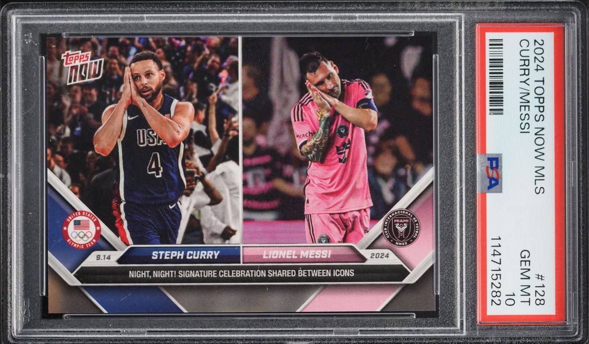 2024 Topps Now MLS Stephen Curry & Lionel Messi #128 PSA 10 GEM MINT