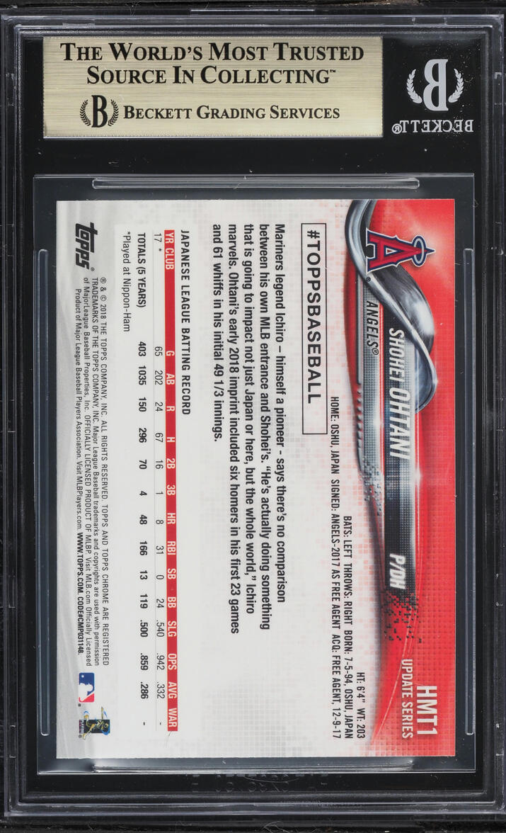 2018 Topps Chrome Update Shohei Ohtani ROOKIE #HMT1 BGS 9.5 GEM MINT