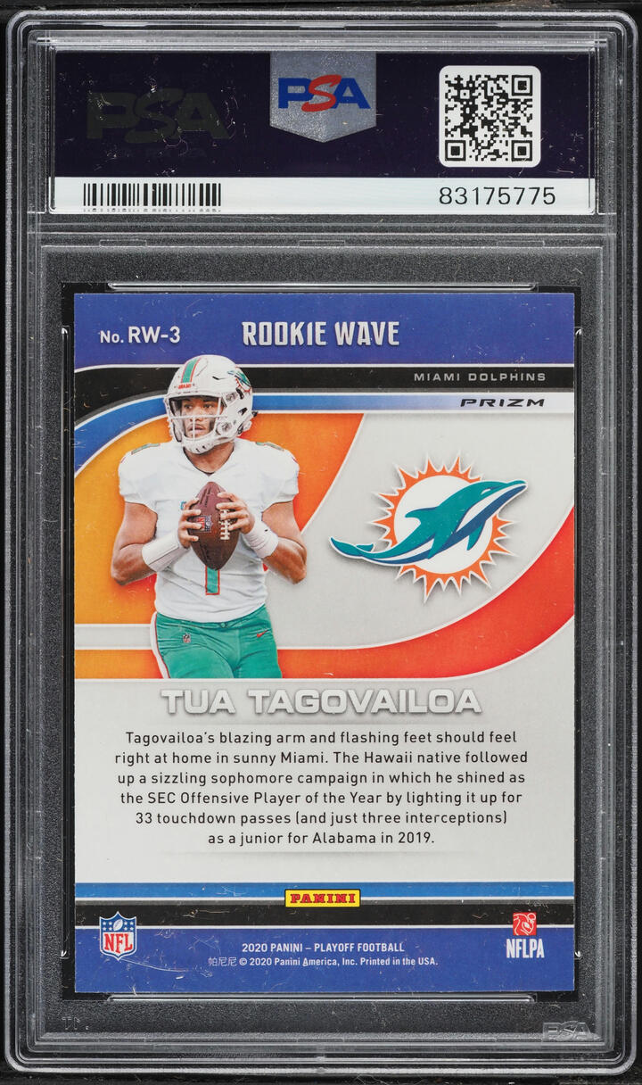 2020 Panini Playoff Wave Red Tua Tagovailoa ROOKIE #RW-3 PSA 10 GEM MINT