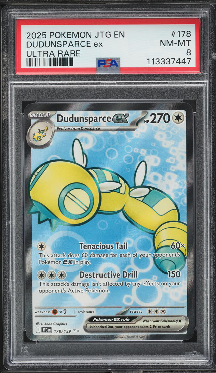 2025 Pokemon SV Journey Together Full Art Dudunsparce ex #178 PSA 8 NM-MT