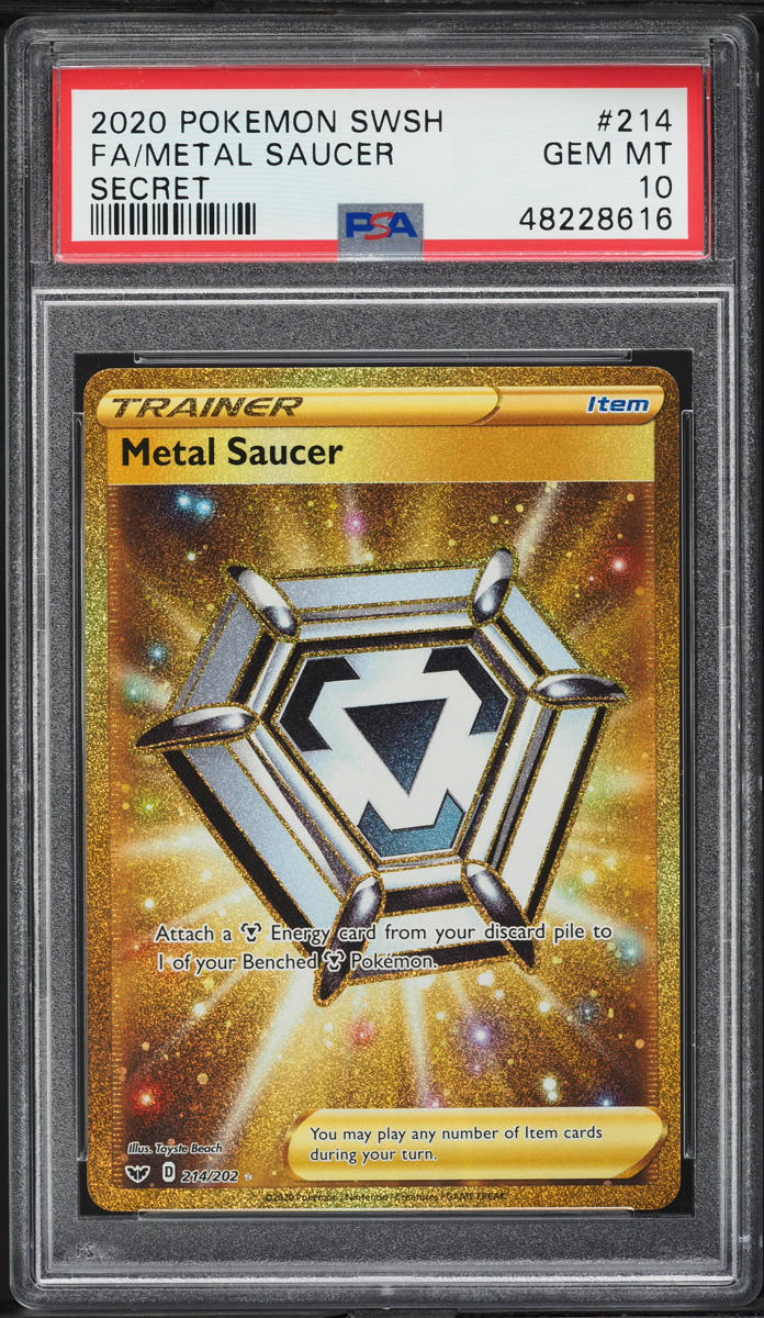 2020 Pokemon Sword & Shield Hyper Rare Metal Saucer #214 PSA 10 GEM MINT