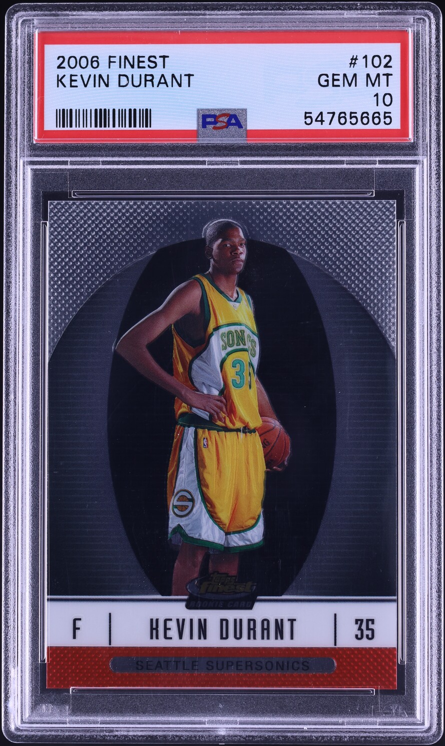2006 Finest Basketball Kevin Durant ROOKIE /539 #102 PSA 10 GEM MINT