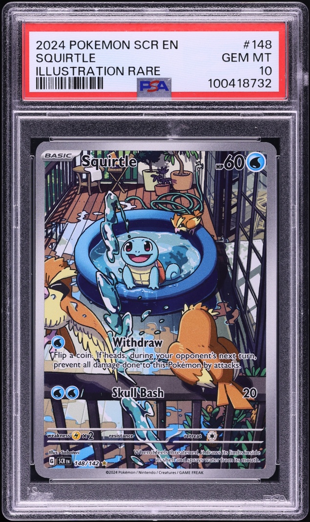 2024 Pokemon Scarlet & Violet Stellar Crown Illustration Rare Squirtle #148 PSA 10 GEM MINT