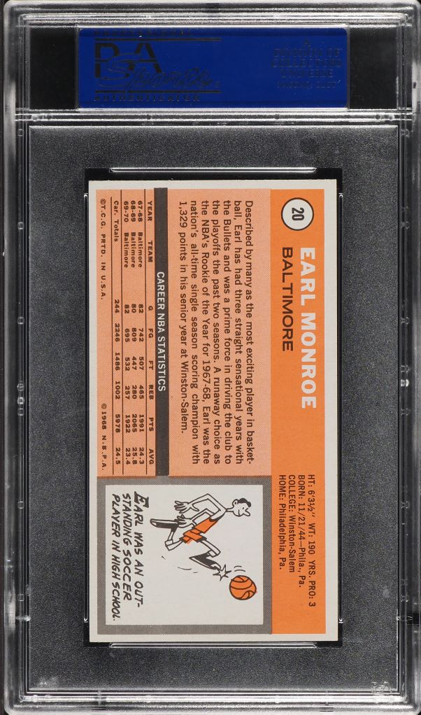 1970 Topps Basketball Earl Monroe #20 PSA 10 GEM MINT