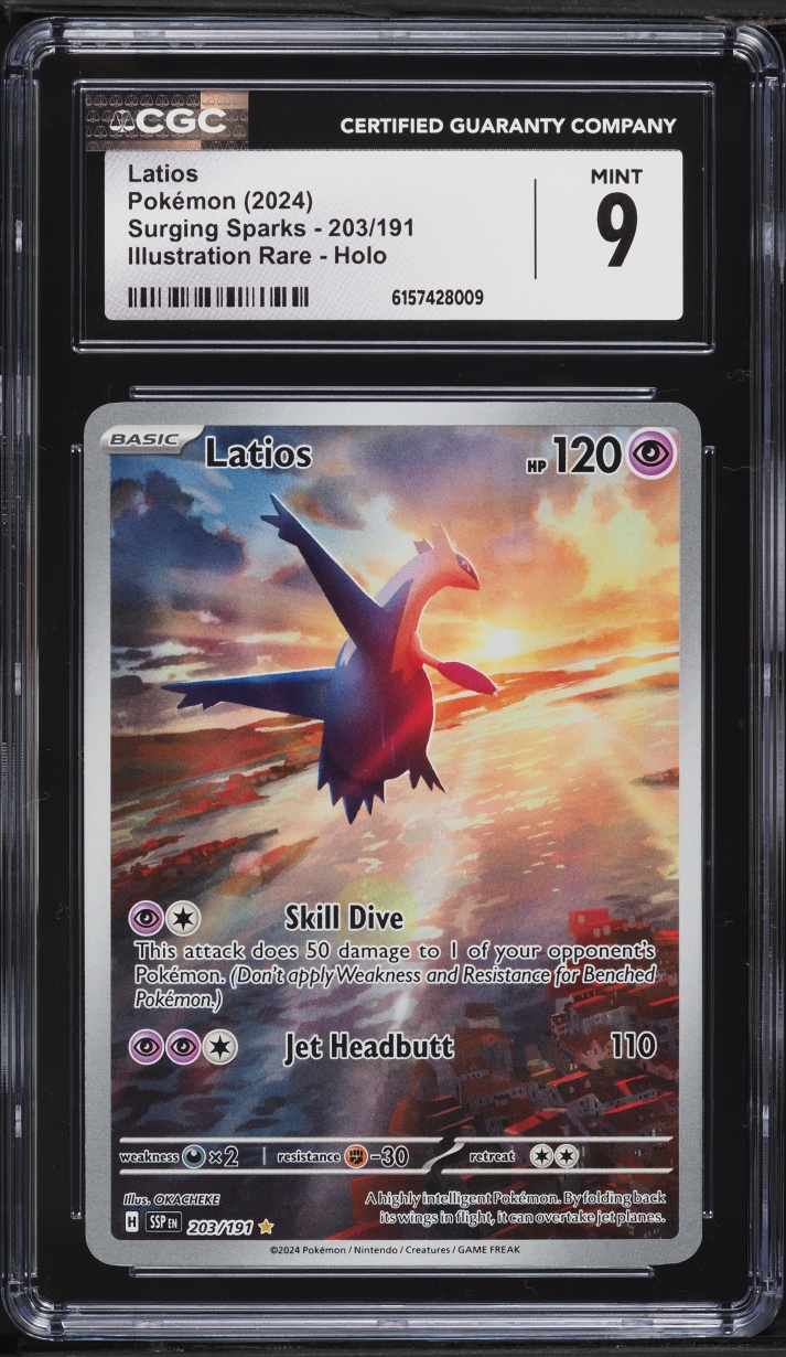 2024 Pokemon Scarlet & Violet Surging Sparks IR Latios #203 CGC 9 MINT