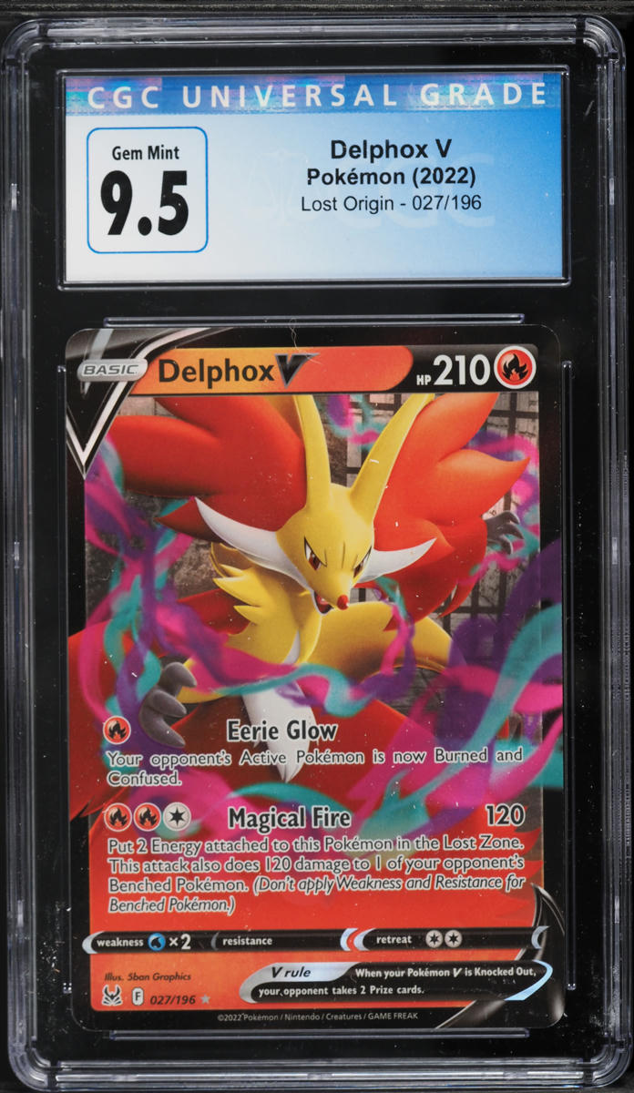 2022 Pokemon Sword & Shield Lost Origin Full Art Delphox V #27 CGC 9.5 GEM MINT