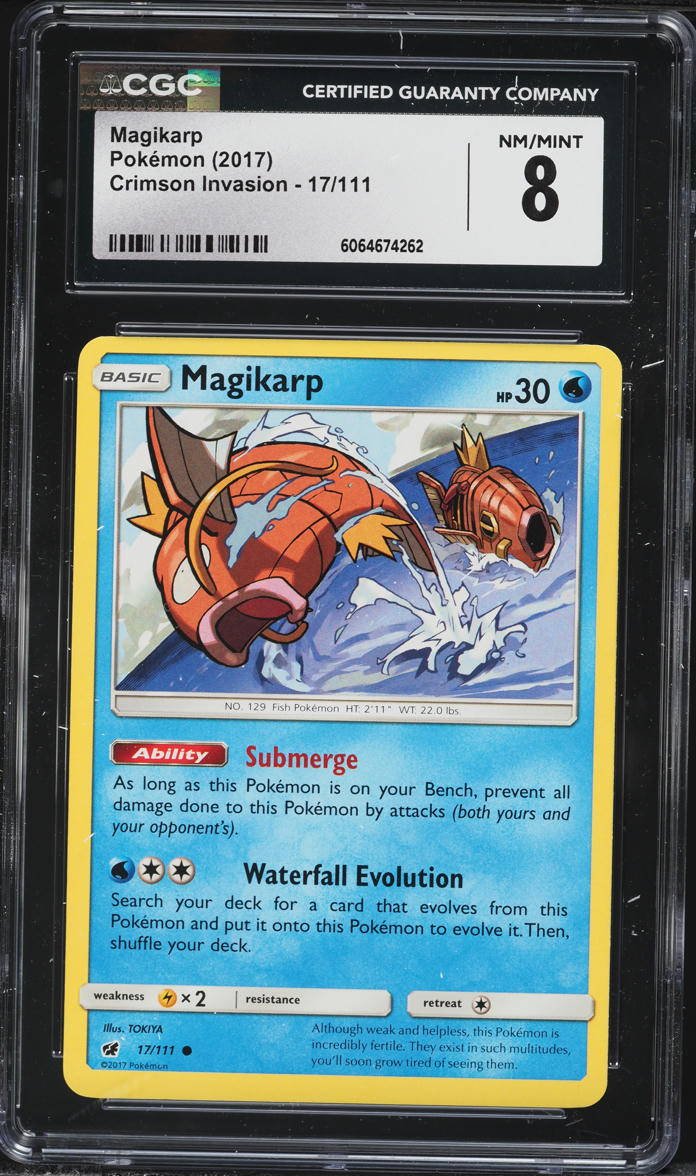 2017 Pokemon Sun & Moon Crimson Invasion Magikarp #17 CGC 8 NM-MT